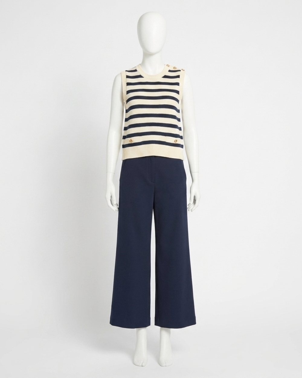 NEW FRAME the harbor stripe vest in navy multi